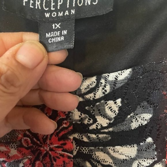 Perceptions Lace Dress Woman Size 1X Sleeveless Multicolored Paneled Floral - Picture 3 of 5